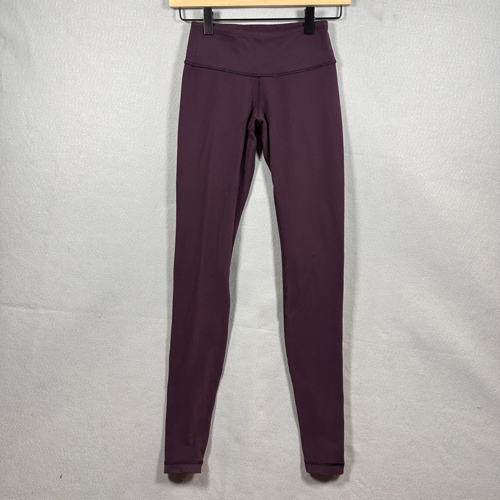 Lululemon Womens High Rise Leggings Dark Purple Plum Yoga Activewear Size 2